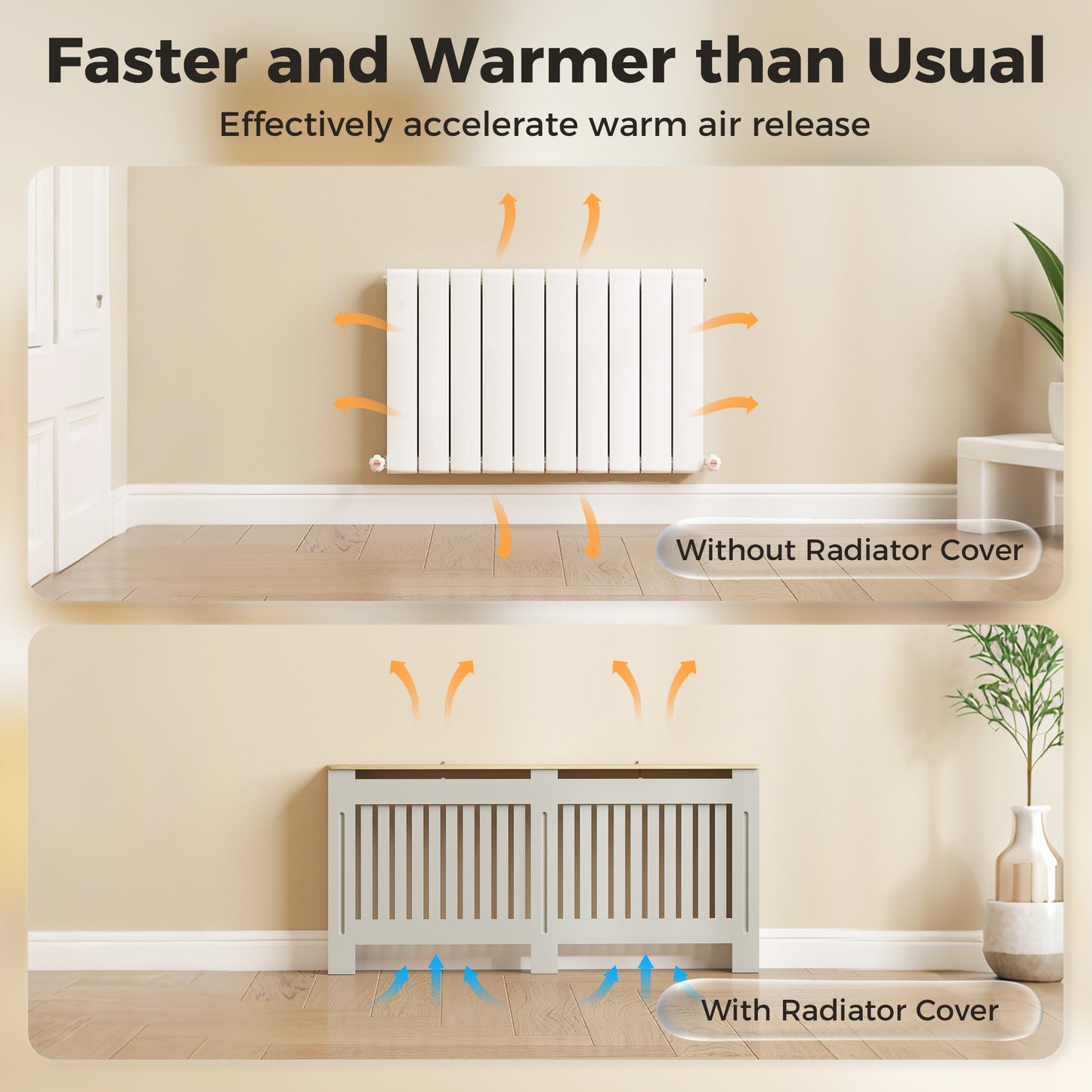 HOMCOM Slatted Radiator Cover, Painted Cabinet with Line Grill Design, 172L Ã 19W Ã 81H cm, Grey