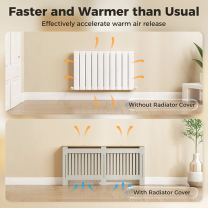 HOMCOM Slatted Radiator Cover, Painted Cabinet with Line Grill Design, 172L Ã 19W Ã 81H cm, Grey