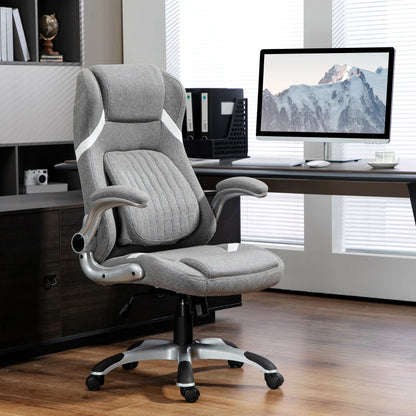 Vinsetto Linen-Look Office Chair, with Adjustable Height and Tension - Grey