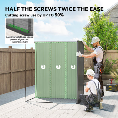 Outsunny 5 x 3.5ft Metal Garden Storage Shed with Effortless Assembly and 2 Pairs of Gloves, Waterproof Outdoor Shed, Light Grey