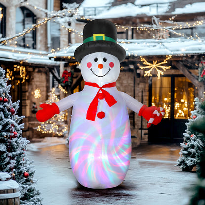 Outsunny 8FT Christmas Inflatable Outdoor Decoration with Dynamic Disco & LED Lights, Self-Inflating Christmas Blow Up Snowman for Garden, Indoor Outdoor Home Decor