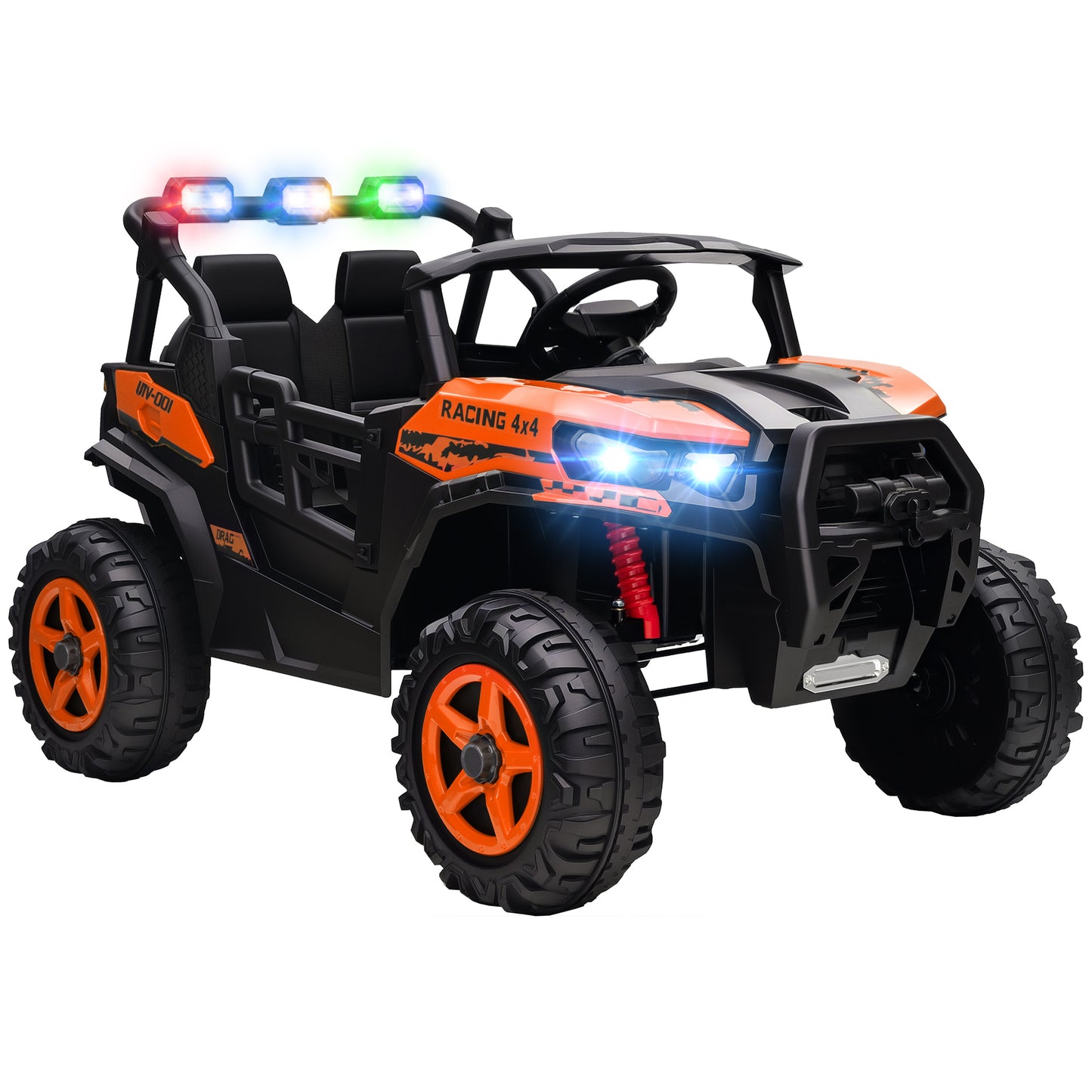 AIYAPLAY 24V Electric Ride on Car, 2-Seater Electric Car for Kids with Remote, Bluetooth, Soft Start, Suspension Spring, Orange