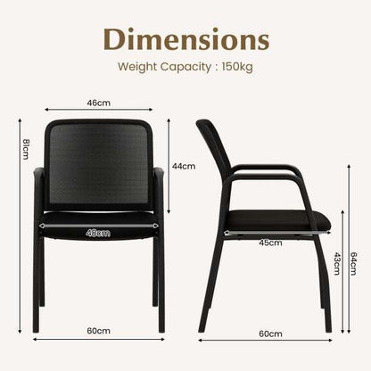 Office Guest Chairs with Ergonomic Mesh Backrest and Cushioned Seat Set of 6-Black