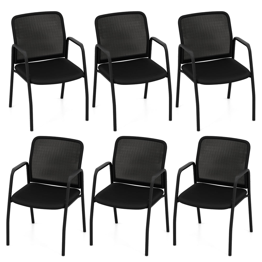 Office Guest Chairs with Ergonomic Mesh Backrest and Cushioned Seat Set of 6-Black