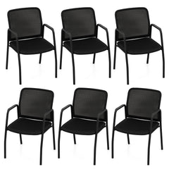 Office Guest Chairs with Ergonomic Mesh Backrest and Cushioned Seat Set of 6-Black