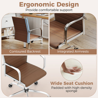 Height Adjustable Rolling High-Back Executive Chair for Home Office-Brown