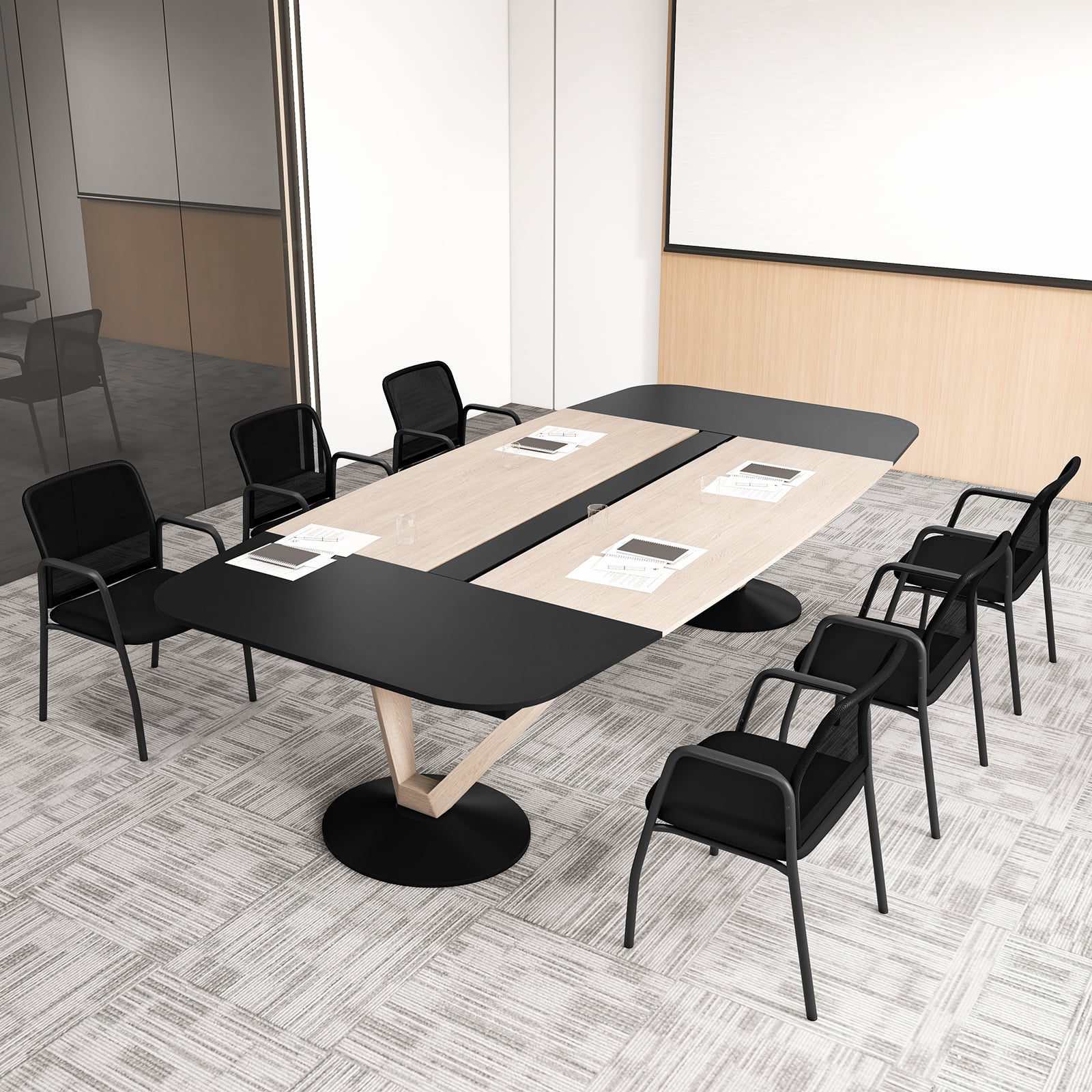 Office Guest Chairs with Ergonomic Mesh Backrest and Cushioned Seat-Black