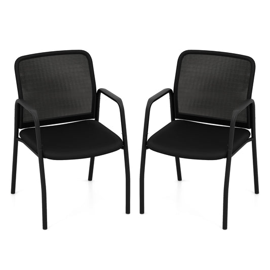 Office Guest Chairs with Ergonomic Mesh Backrest and Cushioned Seat-Black