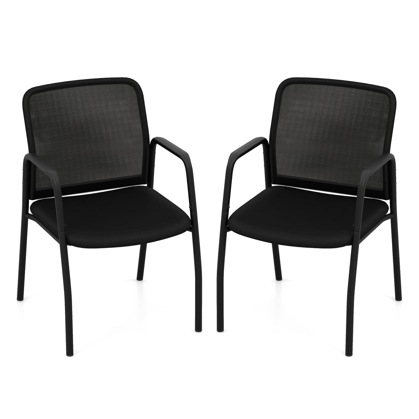 Office Guest Chairs with Ergonomic Mesh Backrest and Cushioned Seat-Black