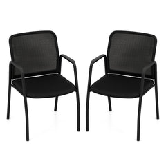 Office Guest Chairs with Ergonomic Mesh Backrest and Cushioned Seat-Black