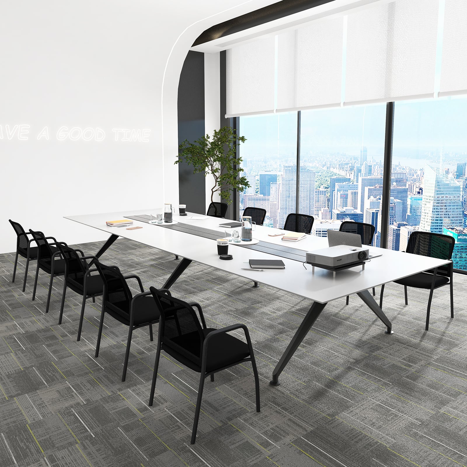 Office Guest Chairs with Ergonomic Mesh Backrest and Cushioned Seat-Black