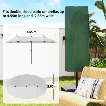 Outsunny Garden Parasol Cover, Outdoor Patio Umbrella Protector Weatherproof Garden Patio for 2-4m Parasol, Dark Green