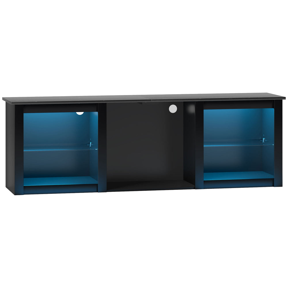 HOMCOM 65" TV Stand, with LED Lights and Storage - Black