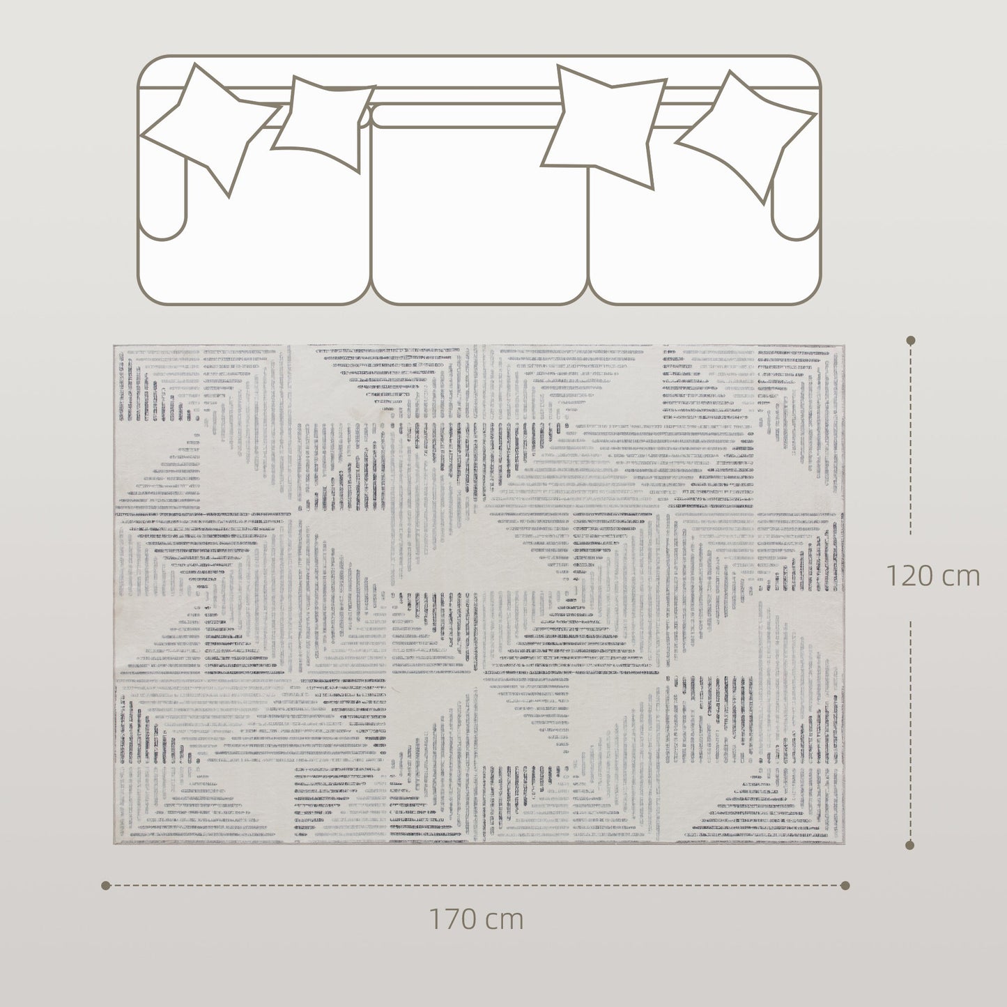 HOMCOM Modern Area Rug, Geometric Pattern Non-Slip Washable Rug, Soft Floor Carpet for Living Room, Bedroom, Dining Room, Home Office, 170 x 120 cm, Grey