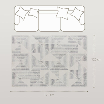 HOMCOM Modern Area Rug, Geometric Pattern Non-Slip Washable Rug, Soft Floor Carpet for Living Room, Bedroom, Dining Room, Home Office, 170 x 120 cm, Grey