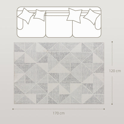 HOMCOM Modern Area Rug, Geometric Pattern Non-Slip Washable Rug, Soft Floor Carpet for Living Room, Bedroom, Dining Room, Home Office, 170 x 120 cm, Grey