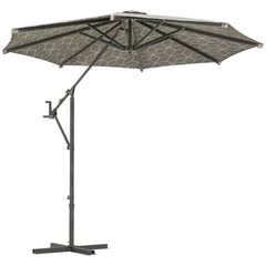 Outsunny 3(m) Convertible Cantilever Parasol and Centre-post Garden Parasol with Cross Base, 360 degrees Rotation Banana Parasol with Crank Handle and 8 Ribs, Hanging Patio Umbrella, Black and White