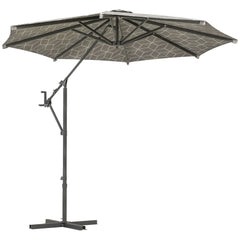 Outsunny 3(m) Convertible Cantilever Parasol and Centre-post Garden Parasol with Cross Base, 360Â° Rotation Banana Parasol with Crank Handle and 8 Ribs, Hanging Patio Umbrella, Black and White
