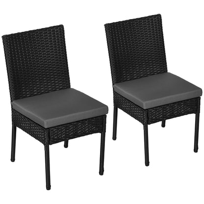Outsunny Set of Two Armless Rattan Garden Chairs - Black