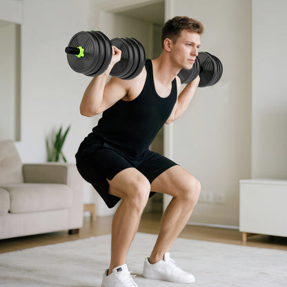 SPORTNOW 25 kg 3-in-1 Adjustable Dumbbell & Barbell Set with EZ Bar, Connecting Rod and Non-Slip Grip for Home Gym, Green