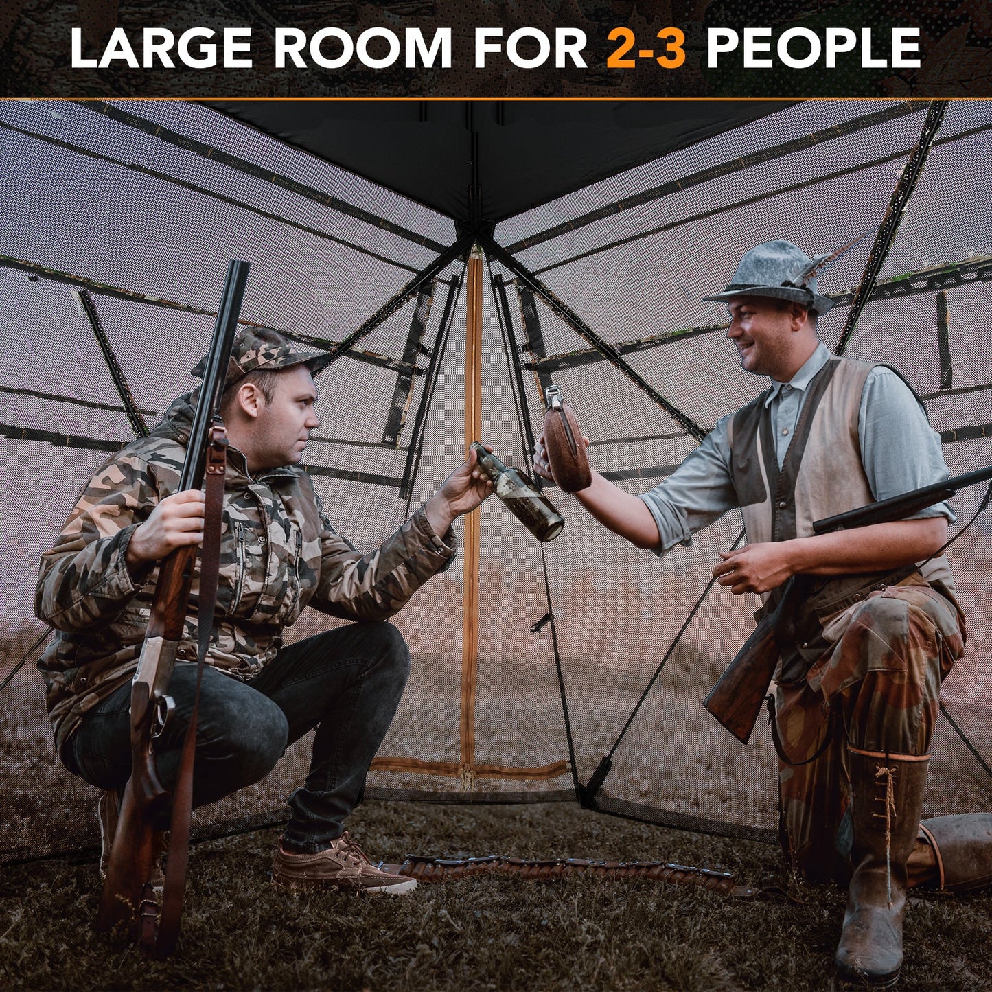360¬∞ One Way See Through Ground Blind Hunting Blind for 2-3 People