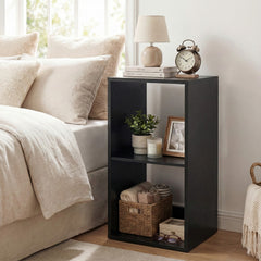 Open Back 2-tier Bookshelf with Anti-toppling Kit-Black