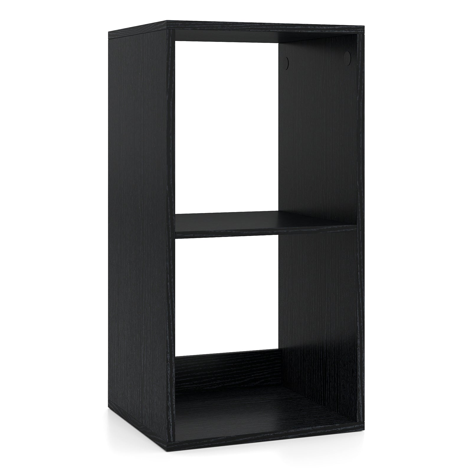 Open Back 2-tier Bookshelf with Anti-toppling Kit-Black