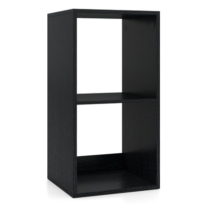 Open Back 2-tier Bookshelf with Anti-toppling Kit-Black