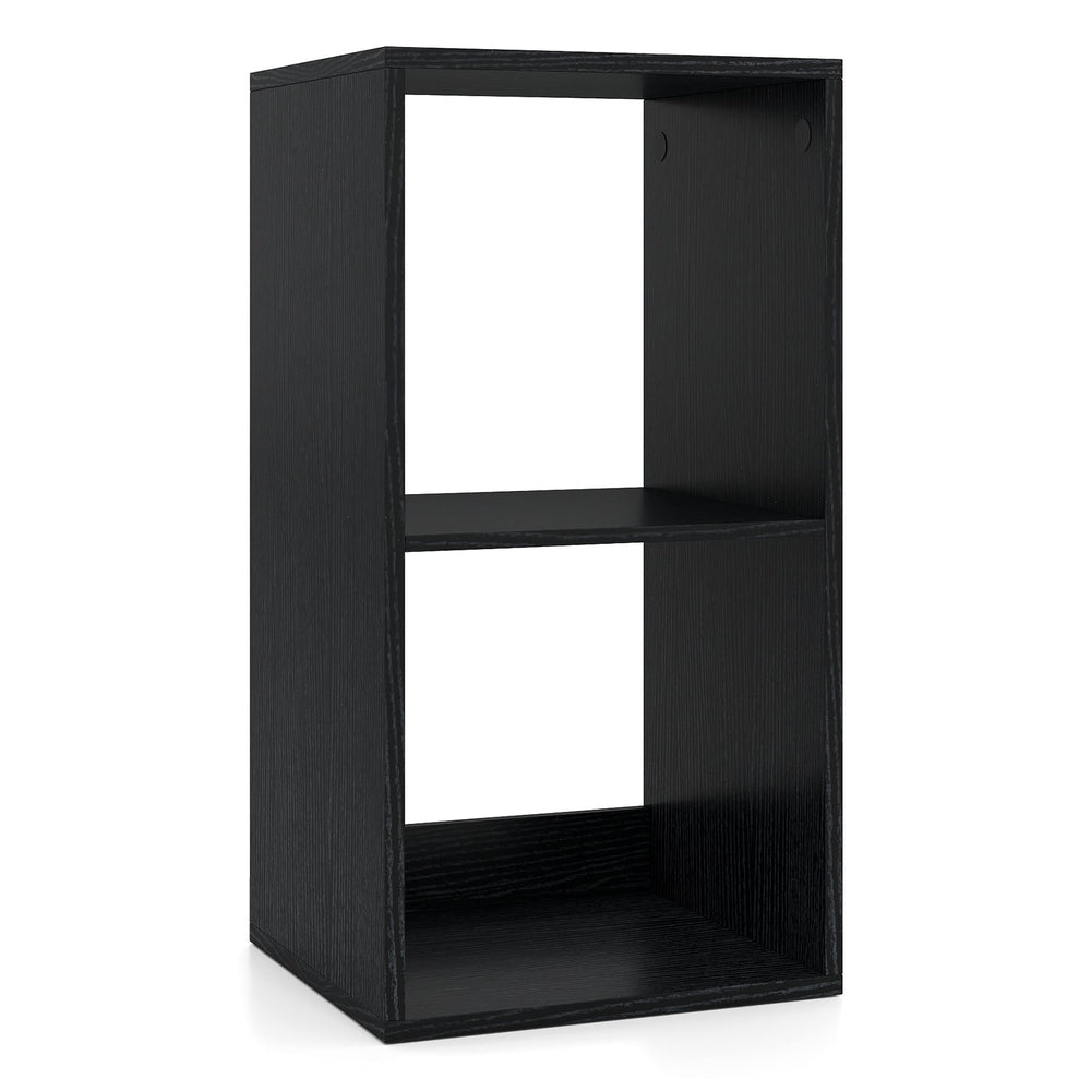Open Back 2-tier Bookshelf with Anti-toppling Kit-Black