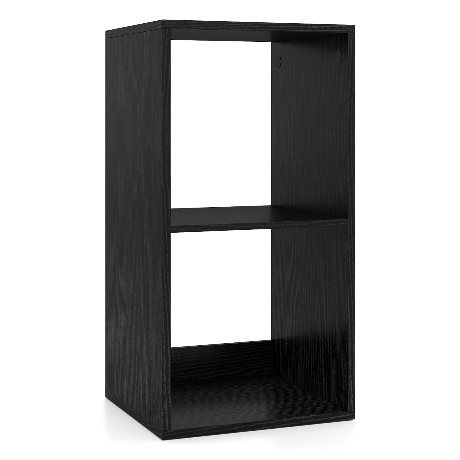 Open Back 2-tier Bookshelf with Anti-toppling Kit-Black