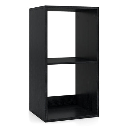 Open Back 2-tier Bookshelf with Anti-toppling Kit-Black