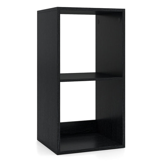 Open Back 2-tier Bookshelf with Anti-toppling Kit-Black