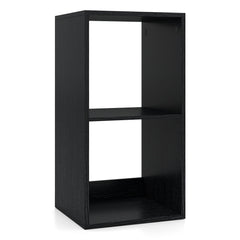 Open Back 2-tier Bookshelf with Anti-toppling Kit-Black