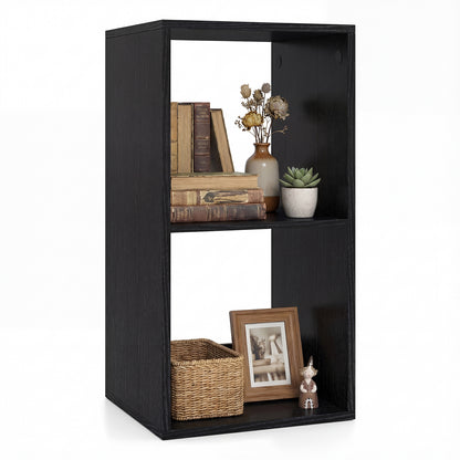 Open Back 2-tier Bookshelf with Anti-toppling Kit-Black