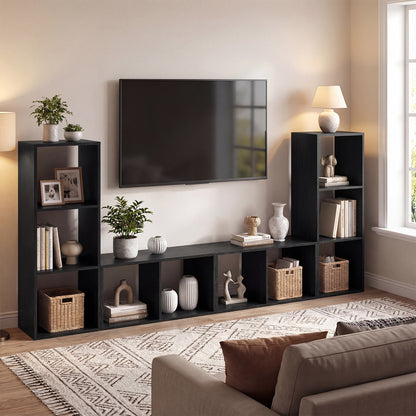 Open Back 2-tier Bookshelf with Anti-toppling Kit-Black