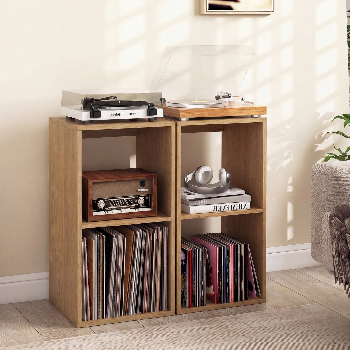 Open Back 2-tier Bookshelf with Anti-toppling Kit-Natural