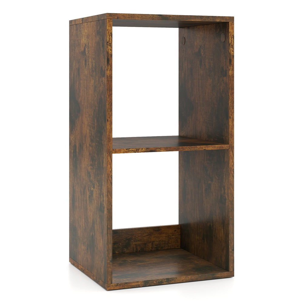 Open Back 2-tier Bookshelf with Anti-toppling Kit-Rustic Brown