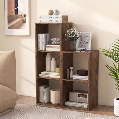 Open Back 2-tier Bookshelf with Anti-toppling Kit-Rustic Brown