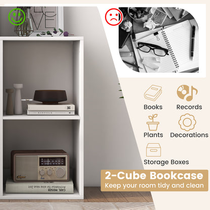 Open Back 2-tier Bookshelf with Anti-toppling Kit-White