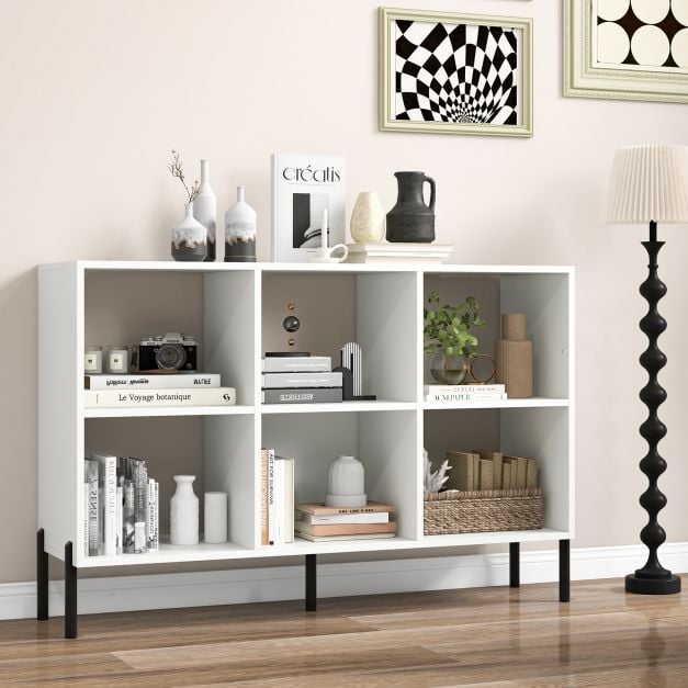 Open-Back Bookshelf with Drawer for Study-White
