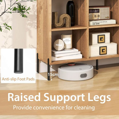 Open-Back Bookshelf with Drawer for Study-Natural