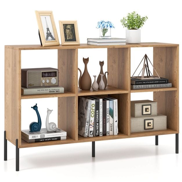 Open-Back Bookshelf with Drawer for Study-Natural