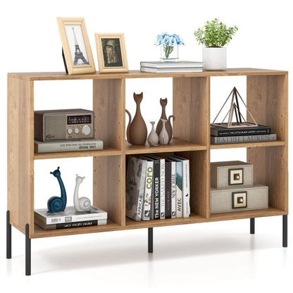Open-Back Bookshelf with Drawer for Study-Natural