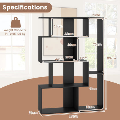 6-Cube Open-back Geometric Bookshelf with Anti-tip Kits-Black