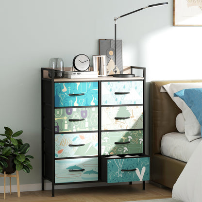 HOMCOM 8-Drawer Chest of Drawers - Blue