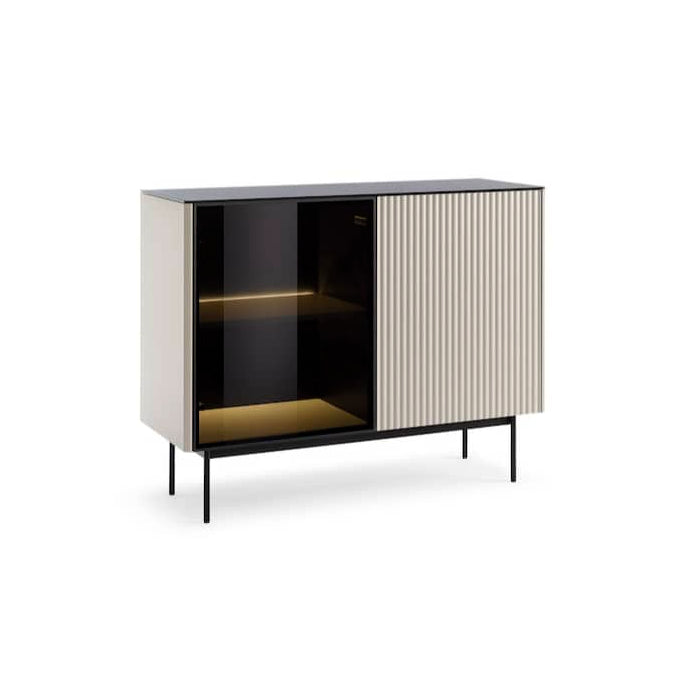 Modern cabinet with glass door on a white background