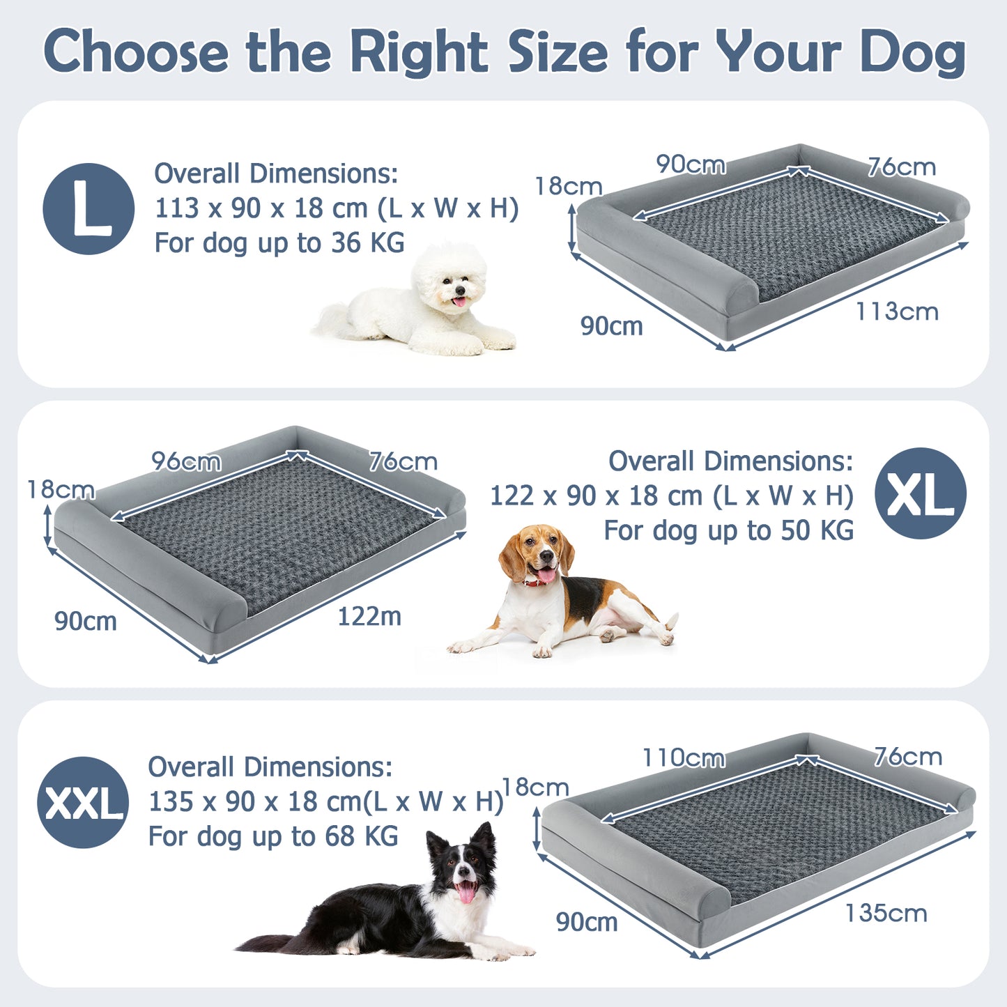 Orthopedic Foam Dog Bed L Sized Large Pet Bed-XXL
