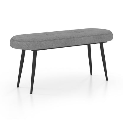 113 cm Ottoman Bench with Sponge Padded Cushion for Entryway Living Room Foyer-Grey