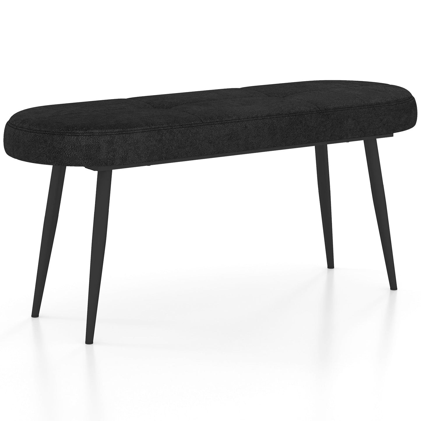 113 cm Ottoman Bench with Sponge Padded Cushion for Entryway Living Room Foyer-Black