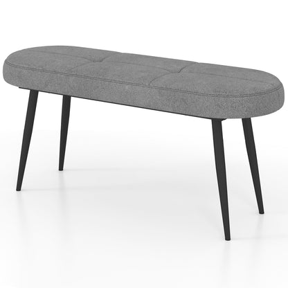 113 cm Ottoman Bench with Sponge Padded Cushion for Entryway Living Room Foyer-Grey